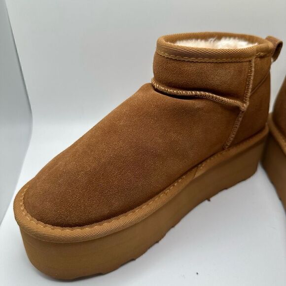 CUSHIONAIRE Women's Genuine Suede pull platform boot +Memory Foam 7.5 CHESTNUT - Picture 7 of 7